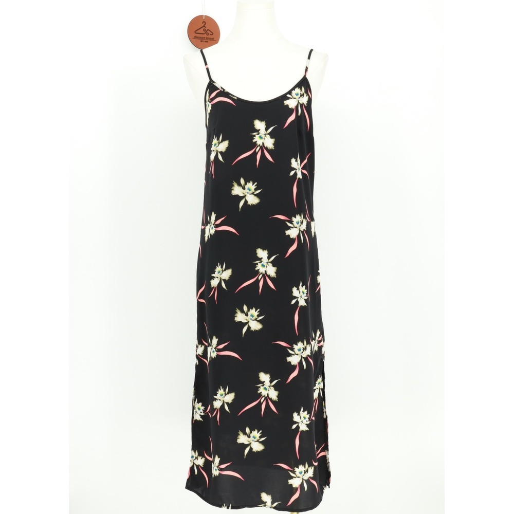 J.Crew Black Floral Orchid Midi Slip Dress XXS Adjustable Straps Side Slits Chic